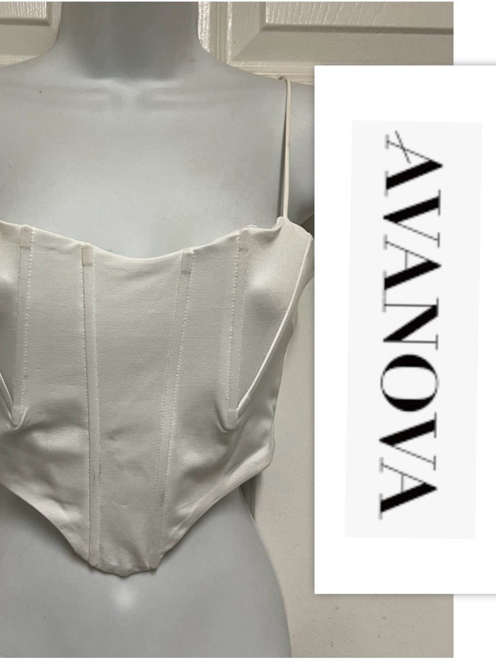 AVANOVA White Bustier Corset Stretch Crop Top